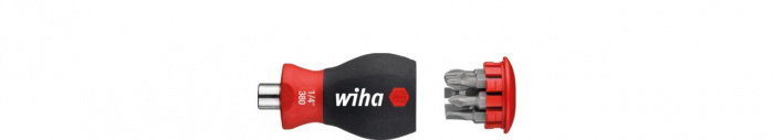 Wiha Šroubovák se zásobníkem nástavců magnetický Phillips, plochý s 6 nástavci, Stubby, 1/4" (33738)
