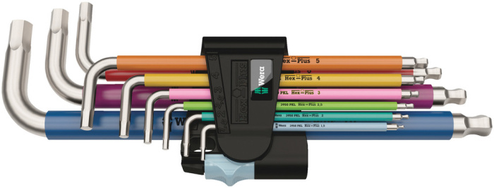3950/9 Hex-Plus Multicolour Stainless 1 Sada úhlových klíčů, metrická, nerezová ocel, 9 dílný