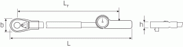 Momentový klíč MANOSKOP® s číselníkem a pevně nainstalovanou ráčnou   71AR/80 100-600 ft·lb čtyřhran 3/4"