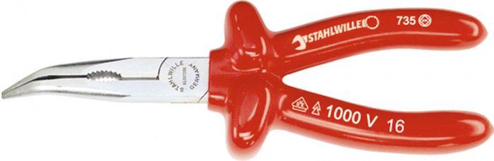 Ploché kleště půlkulaté s břitem, zahmuté 45°, 160mm, 1000V