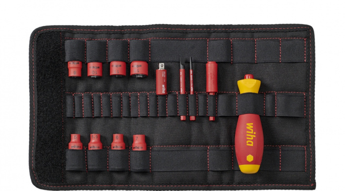 Wiha Šroubovák a vložka nástrčného klíče 1/4“ Set slimVario® electric smíšená, 14dílná sada v skládací brašně (43467)