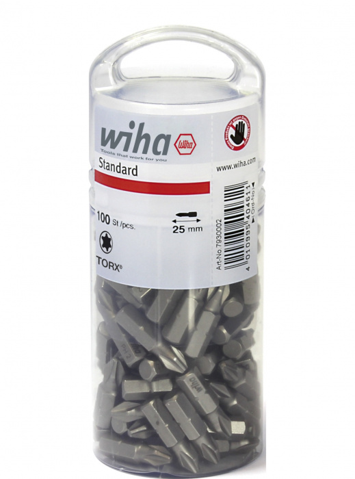 Wiha Sada nástavců standard 25 mm TORX® (T20) 100díl. 1/4" ve velkém balení (40463)