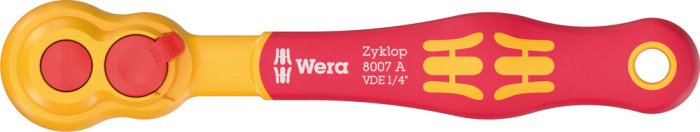 8007 A Ráčna Zyklop s izolací VDE, s přepínací páčkou, se čtyřhranem 1/4", 1/4" x 144 mm