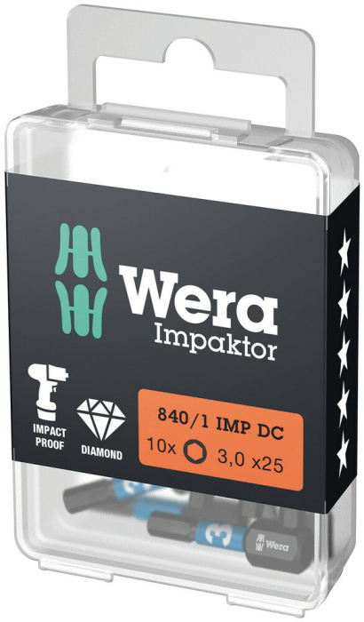 840/1 IMP DC Hex-Plus DIY Impaktor bity, 3 x 25 mm, 10 dílný