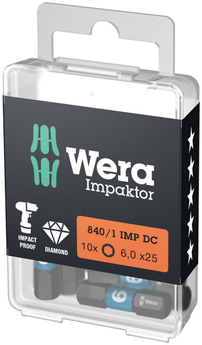 840/1 IMP DC Hex-Plus DIY Impaktor bity, 6 x 25 mm, 10 dílný
