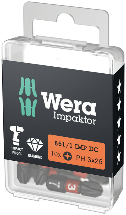 851/1 IMP DC PH DIY Impaktor PH bity, PH 3 x 25 mm, 10 dílný