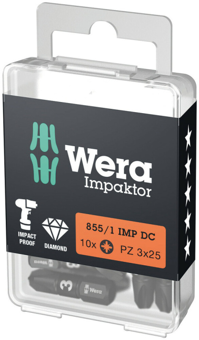 855/1 IMP DC PZ DIY Impaktor bity, PZ 3 x 25 mm, 10 dílný