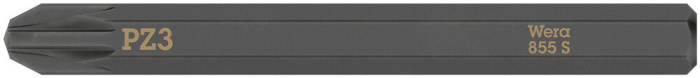 855 S Bity na šrouby s křížovou drážkou Pozidriv pro rázové šroubováky, PZ 3 x 70 mm