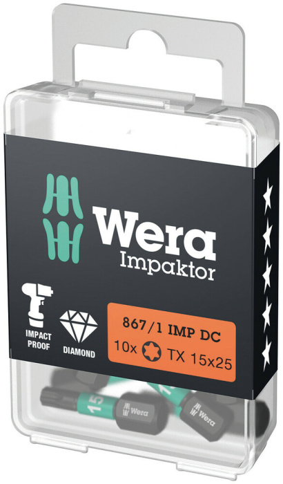 867/1 IMP DC TORX® DIY Impaktor bity, TX 15 x 25 mm, 10 dílný