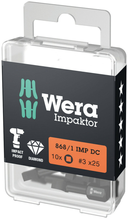 868/1 IMP DC DIY Impaktor bity s vnitřním čtyřhranem, # 3 x 25 mm, 10 dílný