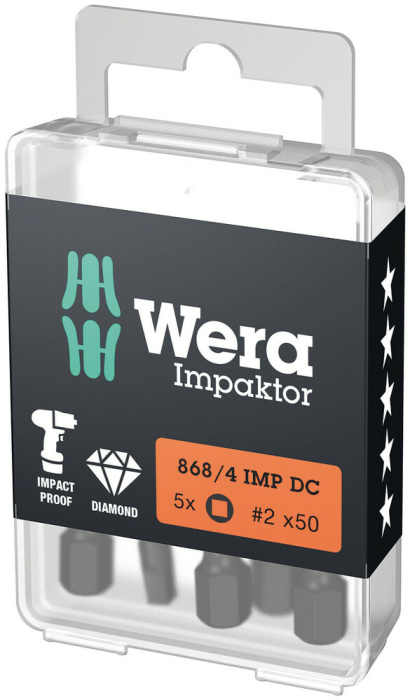 868/4 IMP DC DIY Impaktor bity s vnitřním čtyřhranem, # 2 x 50 mm, 5 dílný
