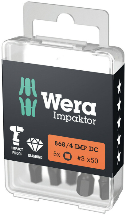 868/4 IMP DC DIY Impaktor bity s vnitřním čtyřhranem, # 3 x 50 mm, 5 dílný