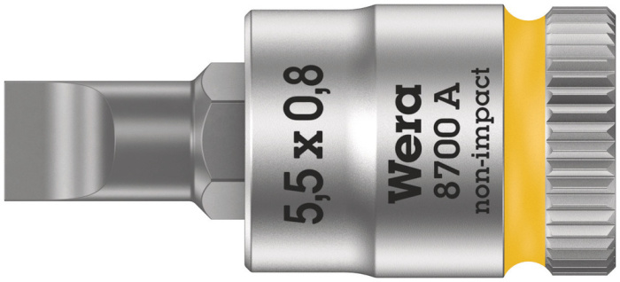 8700 A FL Šrouby s plochou drážkou, Zyklop zástrčný nástavec, upínací část 1/4", 0.8 x 5.5 x 28 mm