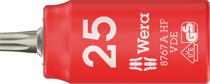 8767 A VDE HF TORX® Hlavice s bity, izolované provedení, s připojovacím rozměrem 1/4", s přidržovací funkcí, TX 25 x 46 mm