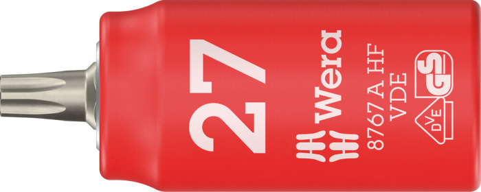8767 A VDE HF TORX® Hlavice s bity, izolované provedení, s připojovacím rozměrem 1/4", s přidržovací funkcí, TX 27 x 46 mm