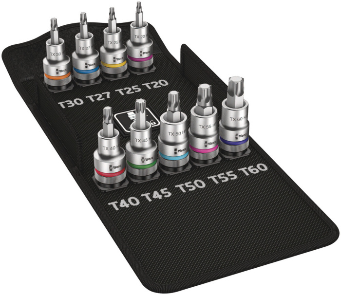 8767 C TORX® HF 1 sada zástrčných nástavců Zyklop TORX®, s přidržovací funkcí, upínací část 1/2", 9 dílný