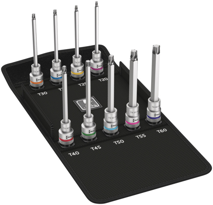 8767 C TORX® HF 3 sada bitových nástavců Zyklop TORX®, s přidržovací funkcí, upínací část 1/2", 9 dílný
