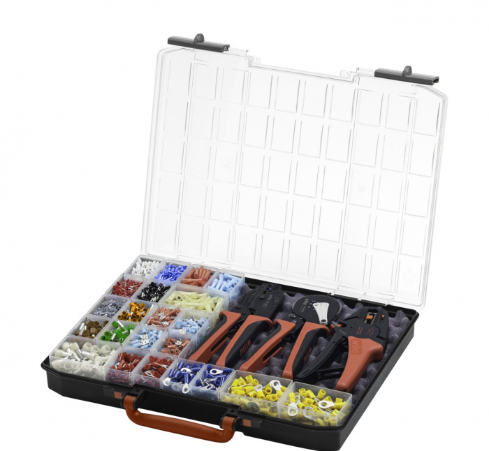 Wiha Odizolovací a krimpovací nástroj, 4dílná sada se spojovacími prvky 2.600 St., barevný kód 1 (FR) v boxu se sortimentem (43982)