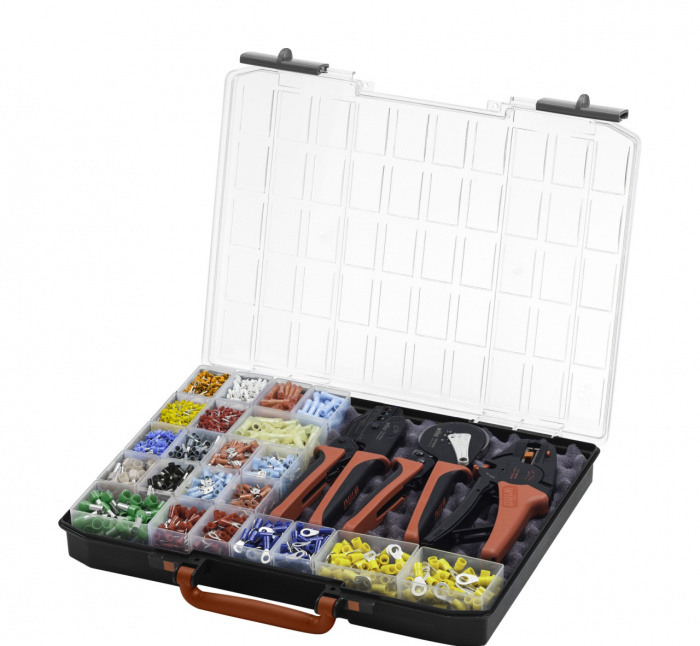 Wiha Odizolovací a krimpovací nástroj, 4dílná sada se spojovacími prvky 2.600 St., barevný kód 2 (DE) v boxu se sortimentem (43983)