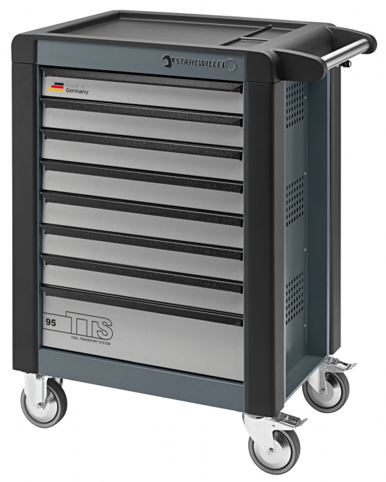 VOZÍK NA NÁŘADÍ, ŠEDÝ, 8 ZÁSUVEK