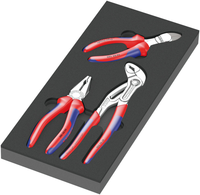 9780 Kleště KNIPEX v pěnové vložce, set 1, 3 dílný