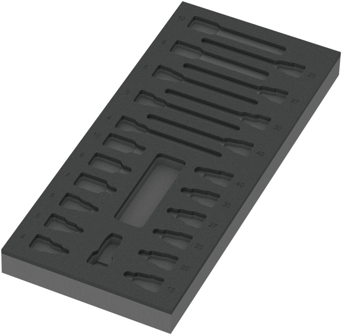 9823 Hlavice s bity Zyklop B 3/8" v pěnové vložce, set 1, bez nářadí, 172 x 30 x 392 mm