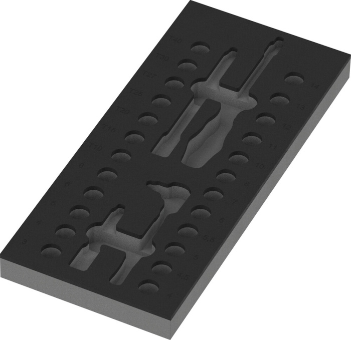 9827 Pěnová vložka na sadu ráčny 8007 A VDE Zyklop VDE Set 1, 1/4", bez nářadí, 172 x 30 x 392 mm