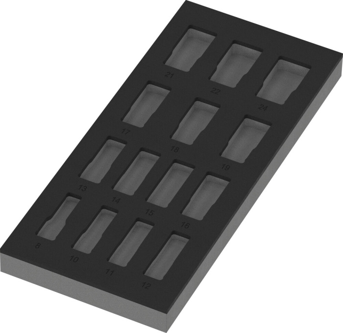 9828 Pěnová vložka na sadu nástrčných hlavic Zyklop B 3/8" Impaktor Deep Set 1, bez nářadí, 172 x 30 x 392 mm