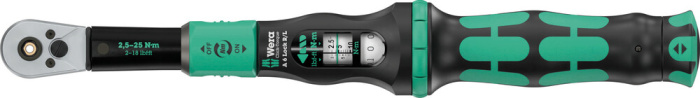 Click-Torque Lock A 6 R/L Momentový klíč, nastavitelný, funkce blokování momentu, průběžné upínání bitů (1/4"), 2,5-25 Nm, 1/4" x 2.5-25 Nm