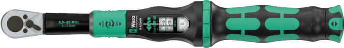 Click-Torque Lock A 6 Momentový klíč, nastavitelný, funkce blokování momentu, přepínací ráčna, utahování doprava, 2,5-25 Nm, 1/4" x 2.5-25 Nm