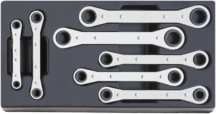 Ráčnový očkoplochý klíč   ES 25/7,7X8-17X19MM 1/3- 7-ks.