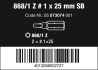 868/1 Z SB Bity s vnitřním čtyřhranem, # 1 x 25 mm, 2 dílný