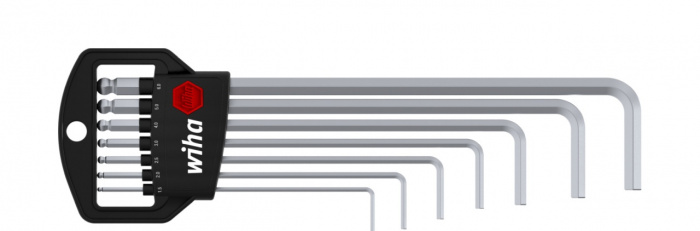 Wiha Sada zástrčných klíčů v držáku Classic Šestihranná kulová hlava, 8díl., matně chromovaná v blistru (03723)