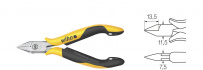 Wiha Kleště štípací stranové Professional ESD široká, špičatá hlava a drátová přidržovací pružina s malým břitem 115 mm, 4 1/2" (26822)