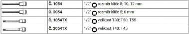 SADA NÁSTRČNÝCH HLAVIC 1/2" INHEX 1054/2054/10