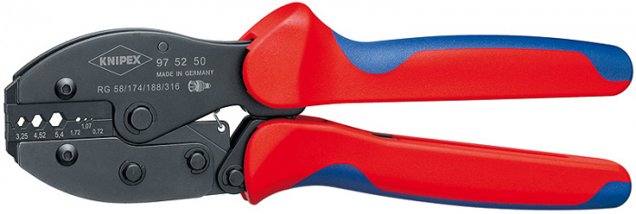 KLEŠTĚ LISOVACÍ KNIPEX PRECI FORCE 220mm PRO KOAXIÁLNÍ KONEKTORY BNC PRO RG 58/174/188/316