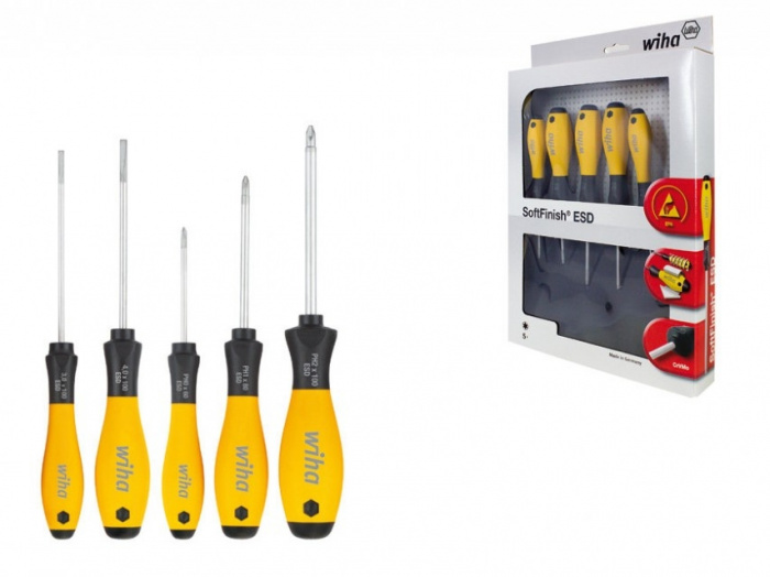 ŠROUBOVÁK SOFTFINISH ESD DRÁŽKOVÝ/PHILLIPS, SADA 5DÍLNÁ